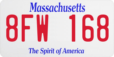 MA license plate 8FW168