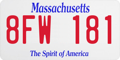 MA license plate 8FW181
