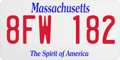 MA license plate 8FW182