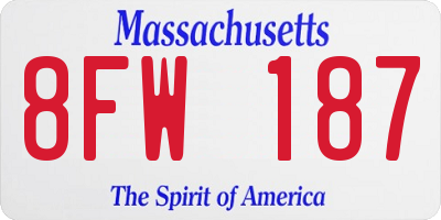 MA license plate 8FW187