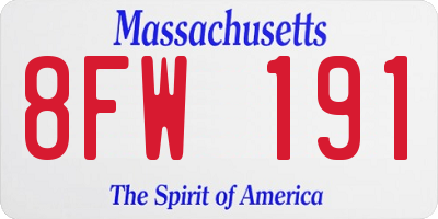 MA license plate 8FW191