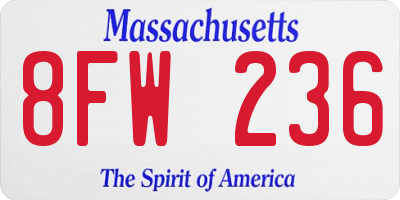 MA license plate 8FW236