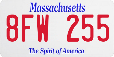 MA license plate 8FW255