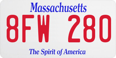 MA license plate 8FW280