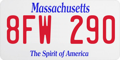 MA license plate 8FW290