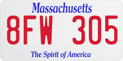MA license plate 8FW305
