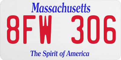MA license plate 8FW306