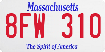 MA license plate 8FW310
