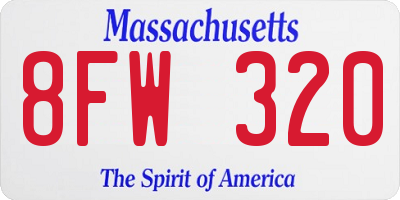 MA license plate 8FW320