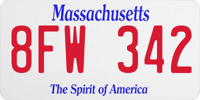 MA license plate 8FW342