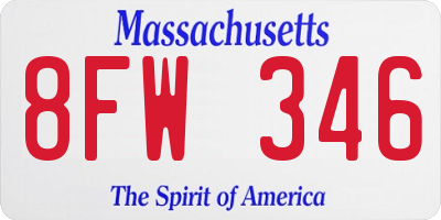 MA license plate 8FW346