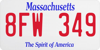 MA license plate 8FW349