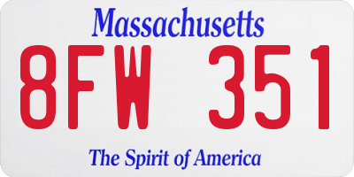 MA license plate 8FW351