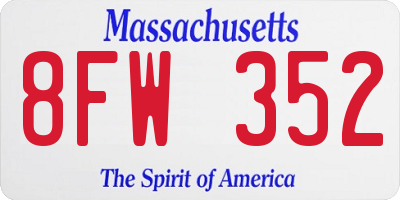MA license plate 8FW352