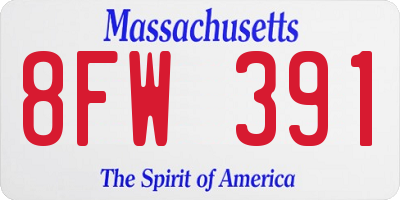MA license plate 8FW391
