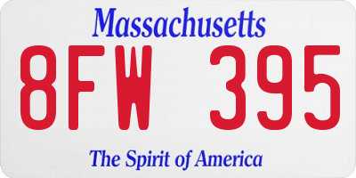 MA license plate 8FW395
