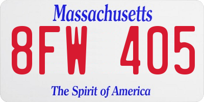 MA license plate 8FW405