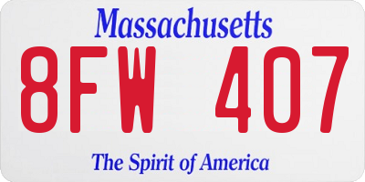 MA license plate 8FW407