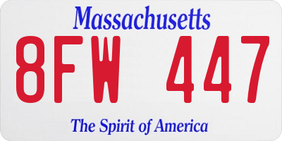 MA license plate 8FW447
