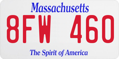 MA license plate 8FW460