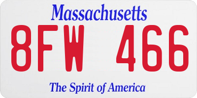 MA license plate 8FW466