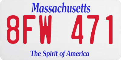 MA license plate 8FW471