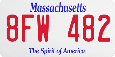 MA license plate 8FW482