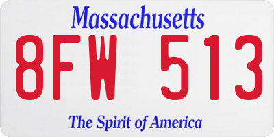 MA license plate 8FW513