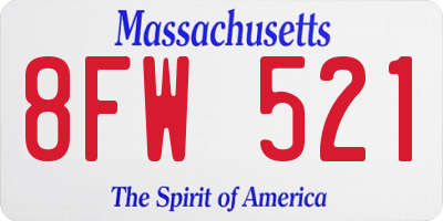 MA license plate 8FW521