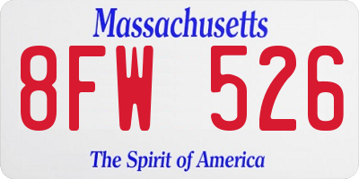 MA license plate 8FW526