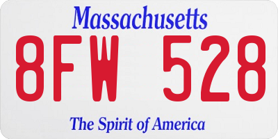 MA license plate 8FW528