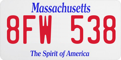 MA license plate 8FW538