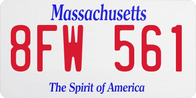 MA license plate 8FW561