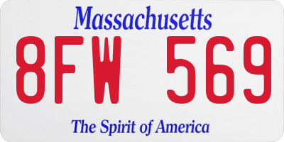 MA license plate 8FW569
