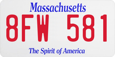 MA license plate 8FW581