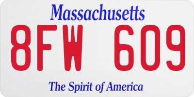 MA license plate 8FW609