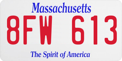 MA license plate 8FW613