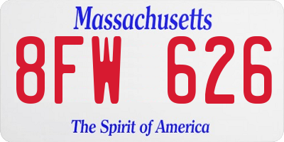 MA license plate 8FW626