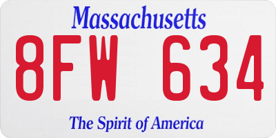 MA license plate 8FW634