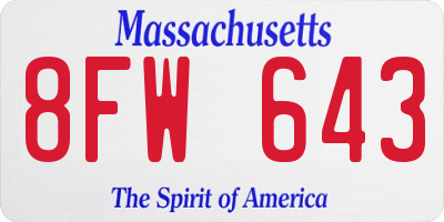 MA license plate 8FW643