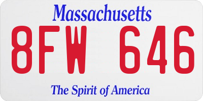 MA license plate 8FW646