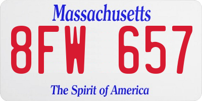 MA license plate 8FW657
