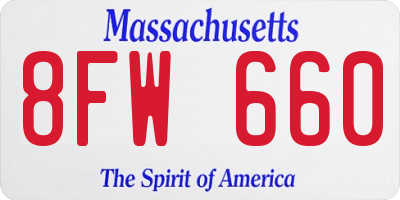 MA license plate 8FW660