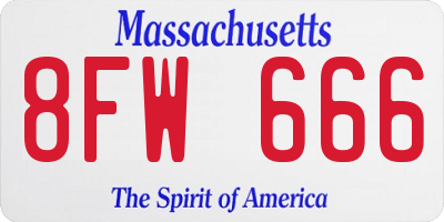 MA license plate 8FW666