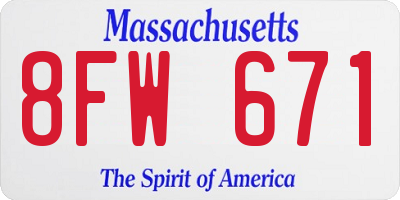 MA license plate 8FW671