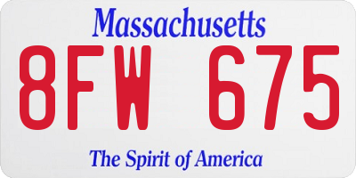 MA license plate 8FW675
