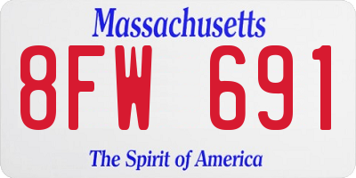 MA license plate 8FW691