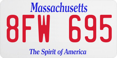 MA license plate 8FW695