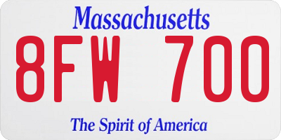 MA license plate 8FW700