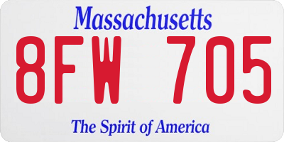 MA license plate 8FW705